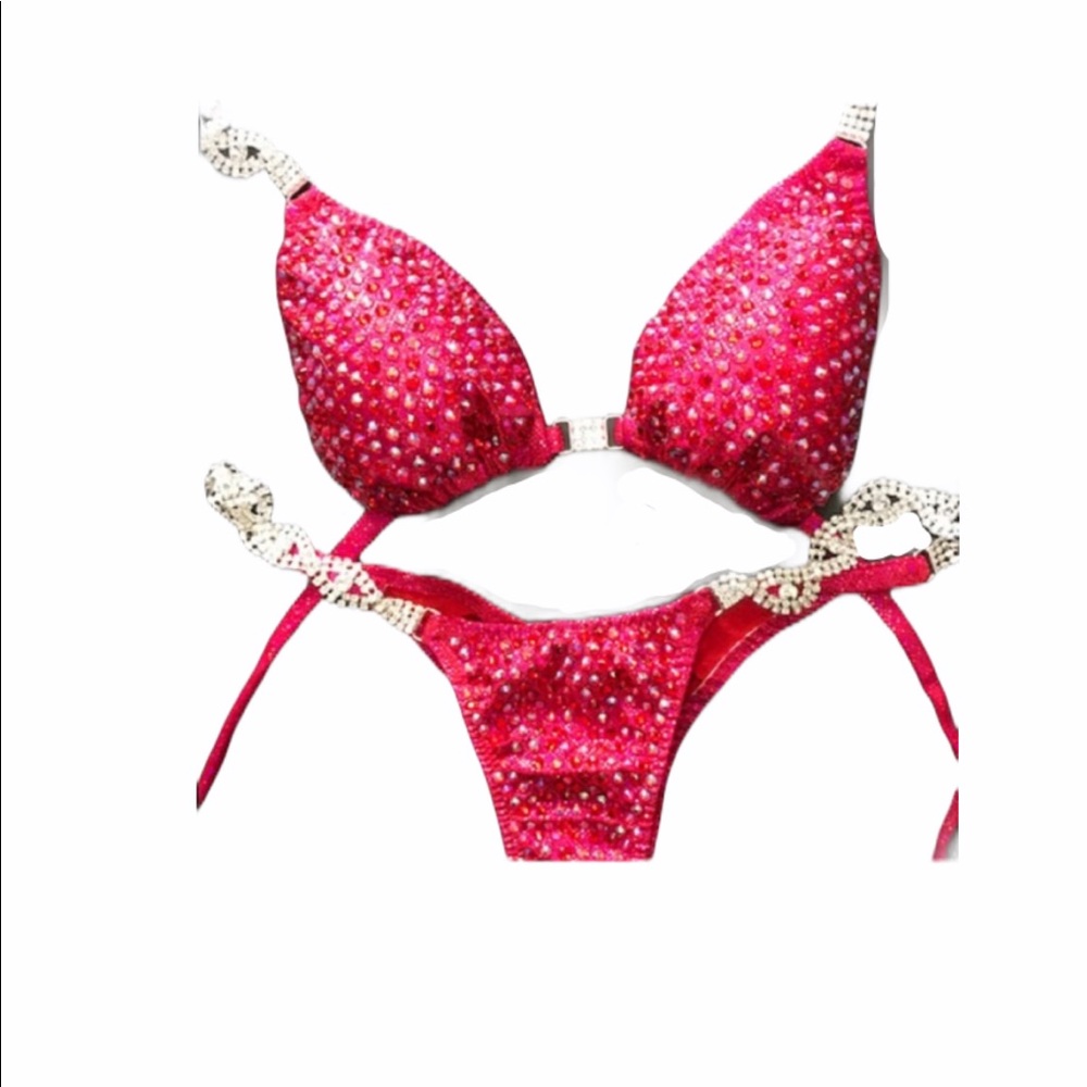 ✨ NPC Pink Holographic Pink Competition Bikini